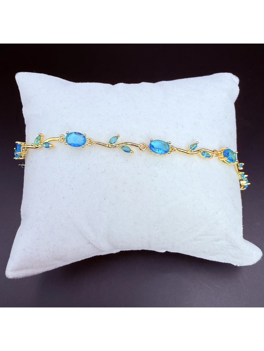 candy+clover aqua tulip vine gold tone bracelet
